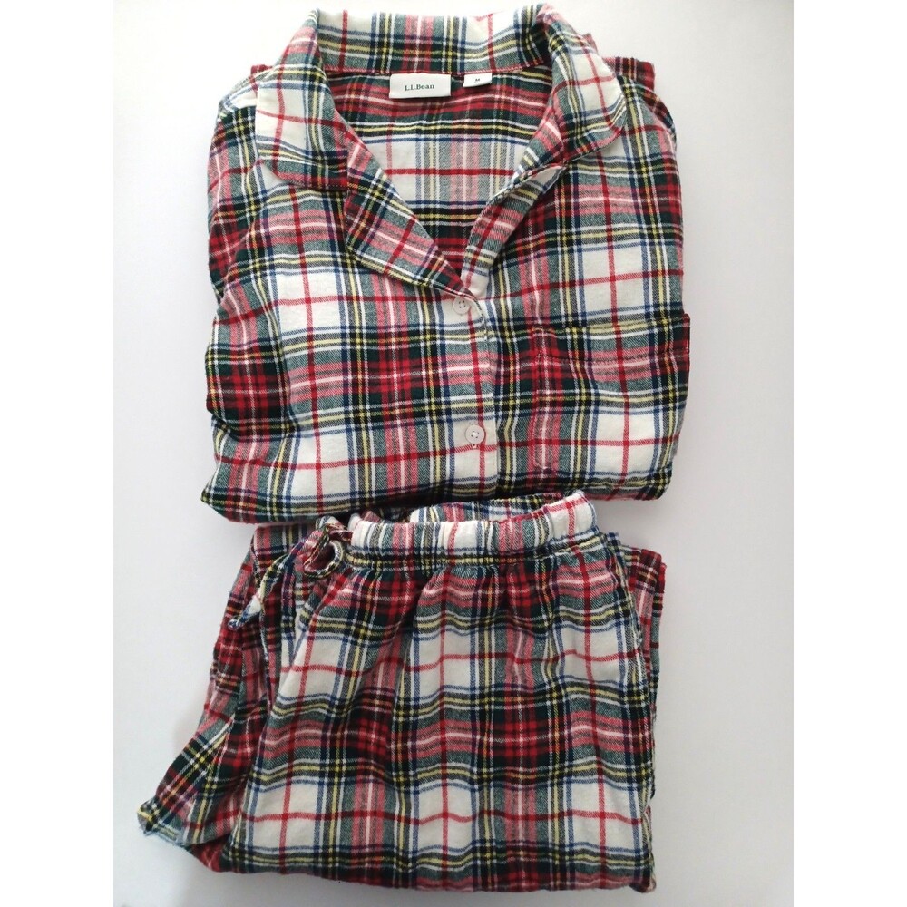 L.L. Bean Women's Scotch‎ Tartan Plaid Cotton Flannel Pajama Set Medium